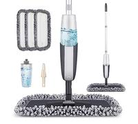 MANGOTIME Spray Mop for Floor Cleaning - Microfibre Dry Wet Mop for Laminate Wooden Vinyl Hardwood Tile LVT Floors with 3 Washable Pads 1 Refillable Bottle 1 Scraper (Black)