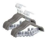 ManGotree 30cm Baby Velvet Hangers with Movable Clips, Non-slip Kids Clothes Hangers, Ultra-thin Space-saving Children's Felt Hangers for Shirts, Pants, Dresses, Skirts, Jackets (16 Pack, Grey)