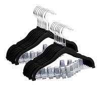 ManGotree 30cm Baby Velvet Hangers with Movable Clips, Non-slip Ultra-thin Space-saving Children's Felt Hangers for Shirts, Pants, Dresses, Skirts, Jackets (16 Pack, Black)