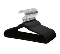 ManGotree 35cm Premium Kids Velvet Hangers, Ultra-thin Children's Clothes Hangers with 360° Swivel Hook, Non-slip Felt Hangers for Youth, Sturdy (32 Pack, Black)