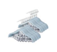 ManGotree Baby Velvet Hangers with Movable Clips, 30 cm Non-Slip Kids Felt Hangers, Ultra-Thin Space-Saving Children's Clothes Hangers for Skirts, Pants, Dresses, Shirts, Jackets (28 Pack, Blue)