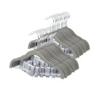 ManGotree Baby Velvet Hangers with Movable Clips, 30 cm Non-Slip Kids Felt Hangers, Ultra-Thin Space-Saving Children's Clothes Hangers for Skirts, Pants, Dresses, Shirts, Jackets (28 Pack, Grey)