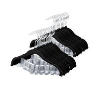 ManGotree Baby Velvet Hangers with Movable Clips, 30 cm Non-Slip Kids Felt Hangers, Ultra-Thin Space-Saving Children's Clothes Hangers for Skirts, Pants, Dresses, Shirts, Jackets (28 Pack, Black)