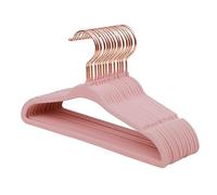 ManGotree Baby Velvet Hangers with Rose Gold Hook, Infant and Toddler Hangers, 27.8cm No-Slip Children Hangers, Ultra Thin Space Saving, Sturdy Kids Clothes Hangers 15 Pack (Light Pink)
