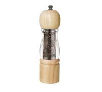 ManGotree Handcrafted Wooden Pepper Grinder, Classic Salt Mill with Acrylic Visible Window - Ceramic Grind and Adjustable Coarseness for Premium Kitchen Essential, 8 Inch-1 Pack (Natural)
