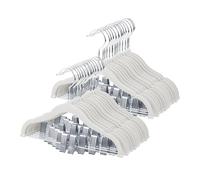 ManGotree Kids Skirts Hangers, 28 Pack Baby Velvet Hangers with Movable Clips for Trousers, Coat, Non-Slip, 30 cm Long Space-Saving for Children's Clothes (White)