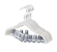 ManGotree Kids Skirts Hangers, Baby Velvet Hangers with Movable Clips, Non-Slip Trousers Hangers, 30 cm Long Space-Saving Children's Clothes Hangers (7 Pack, White)