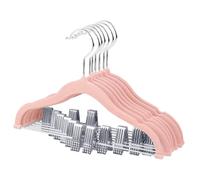 ManGotree Kids Skirts Hangers, Baby Velvet Hangers with Movable Clips, Non-Slip Trousers Hangers, 30 cm Long Space-Saving Children's Clothes Hangers for Shirts,Dresses, Skirts, Jackets (7 Pack, Pink)