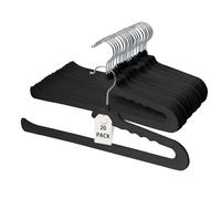 ManGotree Non Slip Velvet Trouser Hangers Felt Jean Hangers 20 Pack Black