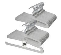 ManGotree Non Slip Velvet Trouser Hangers Felt Jean Hangers 48 Pack Grey | Space Saving Open Ended Pants Hangers for Closet Organizer, Heavy Duty Clothes Hangers for Shorts, Dress, Tank Top, Scarf