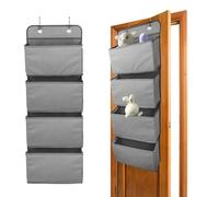 ManGotree Over The Door Storage Organiser, Foldable Hanging Shelf, Wardrobe Storage Organizer with 4 Pockets, Behind Door Hanging Closet Storage with 4 Hooks, for Bedroom, Living Room (Dot Grey)