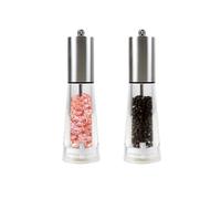 ManGotree Premium Stainless Steel Salt and Pepper Grinder, Refillable Pepper Mill, Adjustable Coarseness Salt Mill, Professional Grinder for Spices, 7.5 Inch, 2 Pack (Silver) Fits in Kitchen, Outdoor