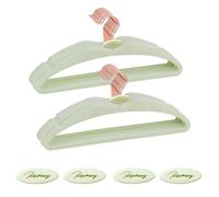 ManGotree Short Neck Velvet Hangers, Non-Slip Suit Hanger, Ultra-Thin Space Saving Clothes Hangers with Empty Aromatherapy Boxes for Coat, Dress, Shirt,Trousers, 22 Pack, Light Green