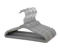 ManGotree Velvet Baby Clothes Hangers, Baby Toddler Kids Hangers with Swivel Hook, Notched Shoulder Design for Kids and Children Clothes (30 Pack, Gray)