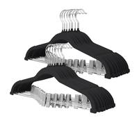 ManGotree Velvet Trouser & Skirt Hangers with Movable Clips 18 Pack Black