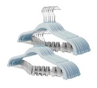 ManGotree Velvet Trouser & Skirt Hangers with Movable Clips 18 Pack Blue