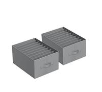 ManGotree Wardrobe Closet Organizers for Clothes,9 Compartment Foldable Drawers Organizers with Handles, Closet Clothes organizers for Pants, Jeans,T shirt,Sweater, 2Pack Grey