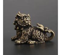 MANGOUSONG Brass Home Decor,4.6x3.3cm Antique Bronze Chinese Myth Beast Qi Lin Statue Miniature Figurines Desktop Ornaments Home Car Decorations Copper Crafts Decors Style 2
