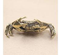 MANGOUSONG Brass Home Decor,5.35x3.65cm Solid Brass Crab Small Statue Ornament Copper Handmade Antique Animal Miniature Figurine Office Desk Decoration Home Decor Craft