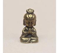 MANGOUSONG Brass Home Decor,Mini Solid Brass Guan Yin Buddha Small Ornaments Vintage Copper Buddha Statue Miniature Figurines Handcraft Desktop Home Decors Buddha 2.06x3.58cm
