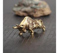 MANGOUSONG Brass Home Decor,Vintage Copper Animals Eagle Lion King Bull Rhinoceros War Horse Figurines Desk Ornament Home Decoration Brass Craft Bull 4.6x2.1x1.3cm