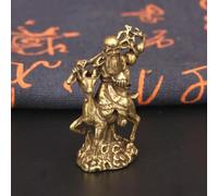 MANGOUSONG Figurines Brass Animal,5.2x2.4x2.3cm Pure Copper Chinese God of Longevity Riding Deer Ornament Antique Bronze Buddha Statue Figurine Miniature