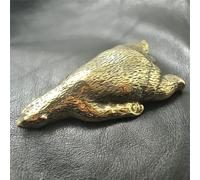 MANGOUSONG Figurines Brass Animal,6.4x3.26cm Vintage Pure Bronze Polar Bear Statue Ornament Copper Sleeping Animal Cute Lying Bear Figures Miniatures Desk Crafts Decoration