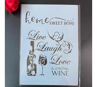 MANGOUSONG Wine Glass Stencils, A4 29x21cm, Reusable PET Material, Perfect for Painting on Wood, Wall, Fabric, Rock, Floor, Tile, Art Crafts, Home Décor