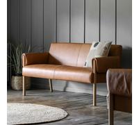 Mangrove Mid-Century Leather 2 Seater Accent Sofa Brown