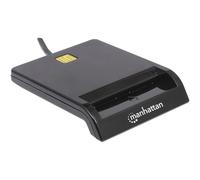 Manhattan USB-A Contact Smart Card Reader, 12 Mbps, Friction type compatible, External, Windows or Mac, Cable 105cm, Black, Blister
