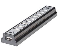 Manhattan 161572 Hi-Speed USB Desktop Hub, 10 USB 2.0 Type-A Ports, Bus or AC Power