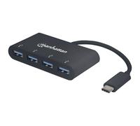 Manhattan 163767 USB Hub 4 ports USB 3.0 Aluminium casing White