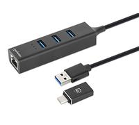 MANHATTAN 180894 Hub USB 3.0 3 Ports Combo Type-C/A with Gigabit Network Adapter - Black