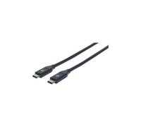 Manhattan USB-C to USB-C Cable, 1m, Male to Male, Black, 10 Gbps (USB 3.2 Gen2 aka USB 3.1), 3A (fast charging), SuperSpeed+ USB, Lifetime Warranty, Equivalent to USB31CC1M