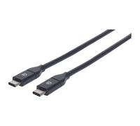 Manhattan USB-C to USB-C Cable, 50cm, Male to Male, Black, 10 Gbps (USB 3.2 Gen2 aka USB 3.1), 3A (fast charging), SuperSpeed+ USB, Lifetime Warranty, Polybag