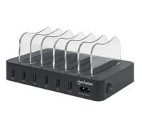 Manhattan 50 W 6 Port Charging Station w/ 6 Wide Clear Bays to Fast Charge Smart