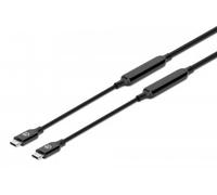 Manhattan Active USB-C to USB-C Cable, 5m, USB 3.2 Gen 2 (formerly USB 3.1 Gen 2), 10 Gbps, 3A/60W Fast Charging, SuperSpeed+ USB, DisplayPort Alt Mode Video up to 8K@60Hz, Black, Three Year Warranty