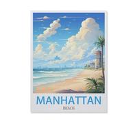 Manhattan Beach,Paint by Number DIY Oil Painting Paint by Numbers Kits for Adults Beginner Canvas Acrylic Arts Craft for Home Wall Decor Drawing(30x40cm) 11.8x15.7 inches-FG12