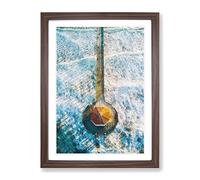 Manhattan Beach Painting Modern Framed Print | A3 Walnut Framed Wall Art | Ready to Hang | Modern Beach Picture | Living Room Bedroom Lounge Office