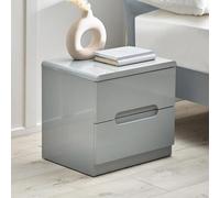 Manhattan Bedside Cabinet - 2 Drawer - Grey High Gloss