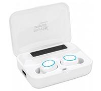 Manhattan Bluetooth Earphones, White, Microphone, Integrated Controls, Sweatproof, Noise Isolating, 5 hour usage time, Max Range 10m, Charging Case with Powerbank (1200mAh), Bluetooth v5.0, USB-A char