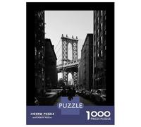 Manhattan Bridge NYC Travel Puzzle 1000 Pieces, Romantic City Break Scene, Interlocking Paper Pieces, Family Night Game for Home Décor Fans, 52x38cm/1000pcs