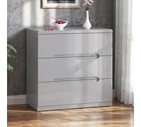 Manhattan Chest - 3 Drawer - Grey High Gloss