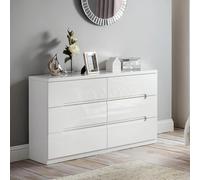 Manhattan Chest - 6 Drawer - Wide - White Gloss