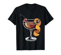 Manhattan Cocktail Amber Glass Cherry Moody Dark Atmospheric T-Shirt