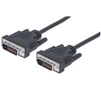 Manhattan Digital DVI-D Dual Link Video Cable, 3m, Male to Male, Fully Shielded, Compatible with DVD-D, Black, Lifetime Warranty, Polybag