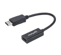 Manhattan DisplayPort 1.1 to HDMI Adapter Cable 1080p@60Hz Male to Female Black Cable 15cm DP With Latch Not Bi-Directional Three Year Warranty Equivalent to DP2HDMI