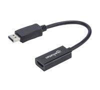 Manhattan DisplayPort 1.1 to HDMI Adapter Cable 1080p@60Hz Male to Female Black Cable 15cm DP With Latch Not Bi-Directional Three Year Warranty Equivalent to DP2HDMI