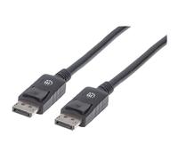 Manhattan DisplayPort 1.2 Cable, 4K@60hz, 3m, Male to Male, With Latches, Fully Shielded, Black, Lifetime Warranty, Polybag