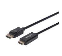 Manhattan DisplayPort 1.2 to HDMI Cable 4K@60Hz 1m Male to Male DP With Latch Black Not Bi-Directional Three Year Warranty Polybag